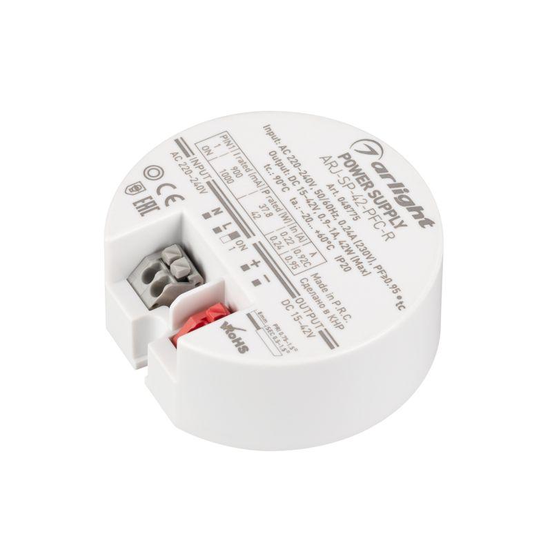 Блок питания ARJ-SP-42-PFC-R 15-42В 0.9-1А 42Вт IP20 пластик Arlight 048775