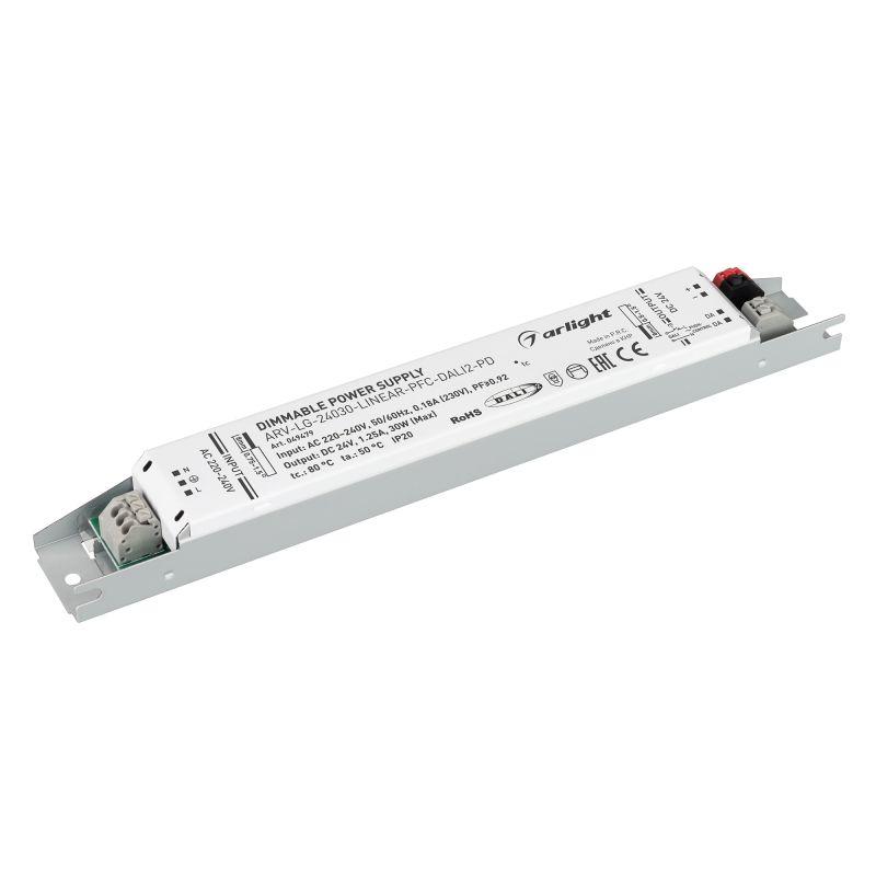 Блок питания ARV-LG-24030-LINEAR-PFC-DALI2-PD 24В 1.25А 30Вт IP20 метал. Arlight 049479