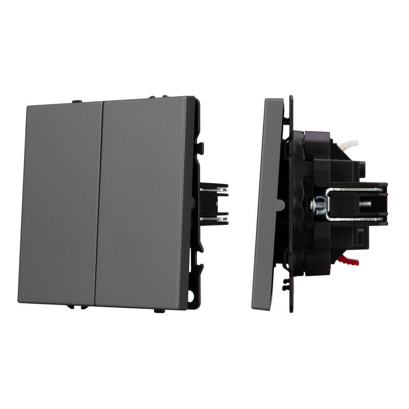 Выключатель проходной 2-кл. SWT-NOBE-MKP2-SFPL-GR 10А 230В механизм Arlight 054257