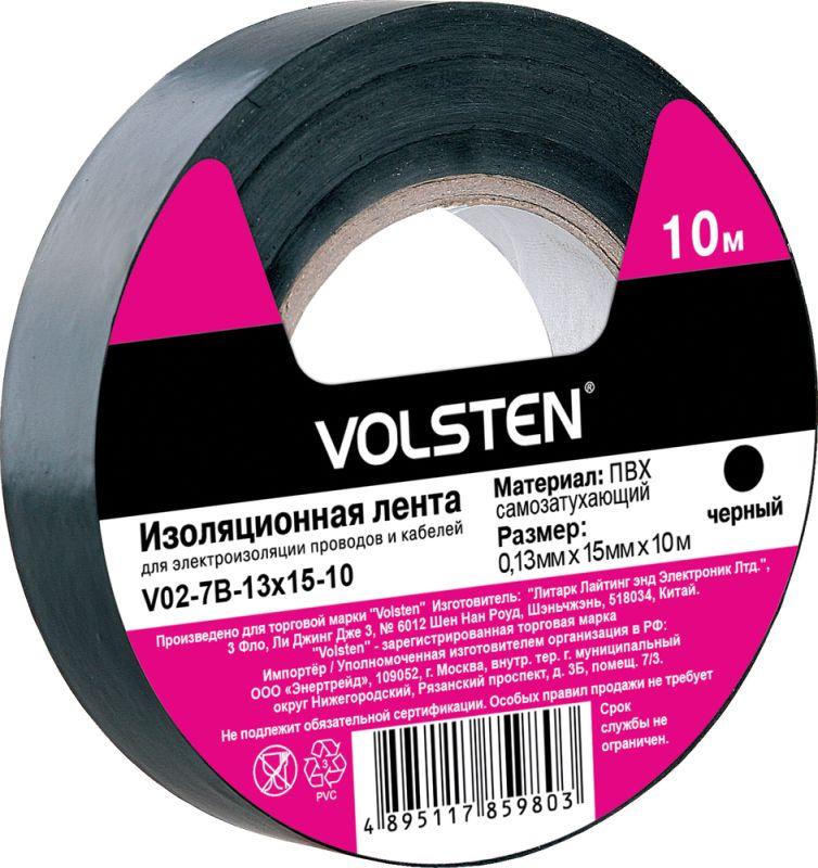 Изолента V02-7В-13х15-10 0.13х15мм (рул.10м) черн. Volsten 10285