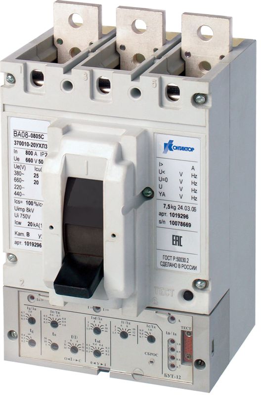 Выключатель автоматический 3п 160А ВА08-0405Н-331830-00 УХЛ3 660В короткие вывода Контактор 1034416