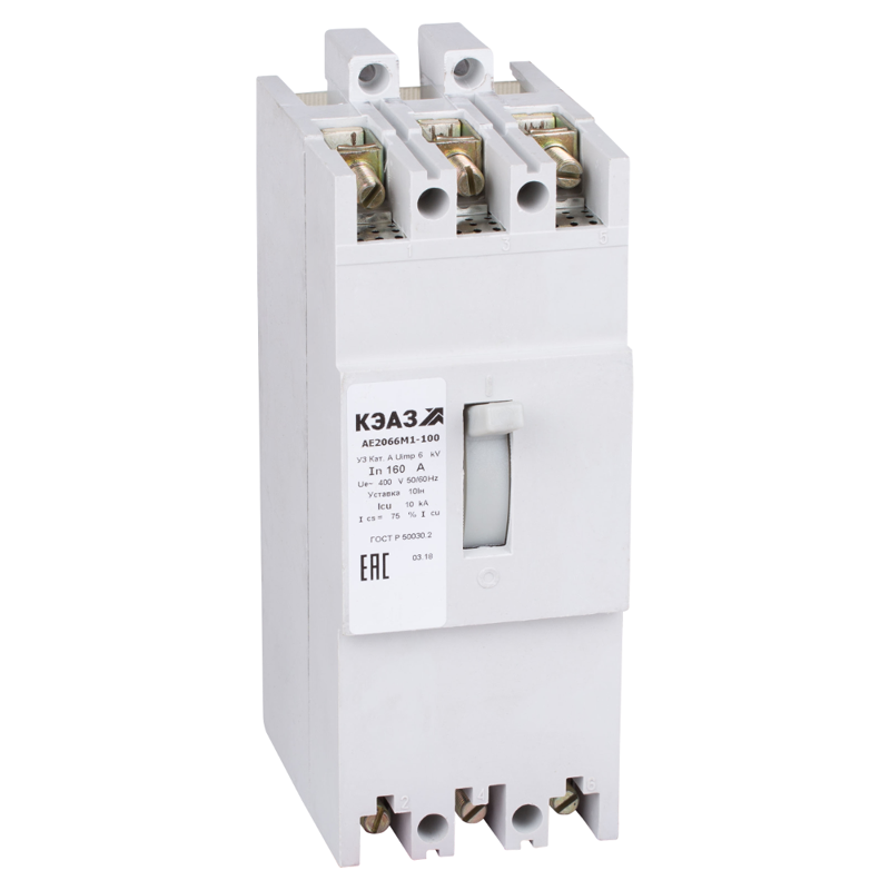 Выключатель автоматический 3п 160А 10Iн 10кА АЕ2066М1-300 У3 400В AC КЭАЗ 104541