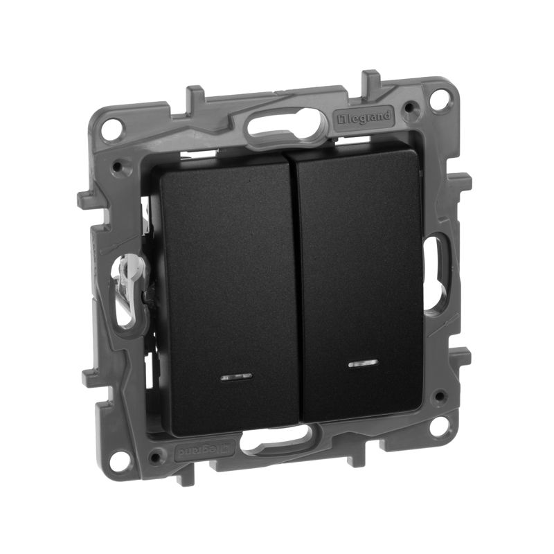 Переключатель 2-кл. СП Etika Plus 10А IP20 250В 10AX с подсветкой безвинтов. зажимы механизм антрацит IEK 672616