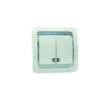 Выключатель 2-кл. СП Mimoza 10А IP20 без вставки с подсветкой бел. Makel 22023