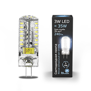 Лампа светодиодная Black 3Вт капсульная 4100К нейтр. бел. GY6.35 240лм 150-265В AC силикон GAUSS 107719203