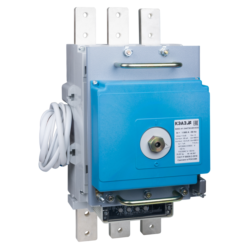 Выключатель автоматический 3п 1000А 135кА ВА53-41-344730 УХЛ3 690В AC НР=400В AC ПЭ230AC КЭАЗ 108276