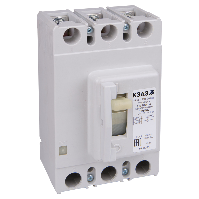 Выключатель автоматический 3п 25А 300Im 6кА ВА51-35М1-340016 УХЛ3 690В AC КЭАЗ 108328