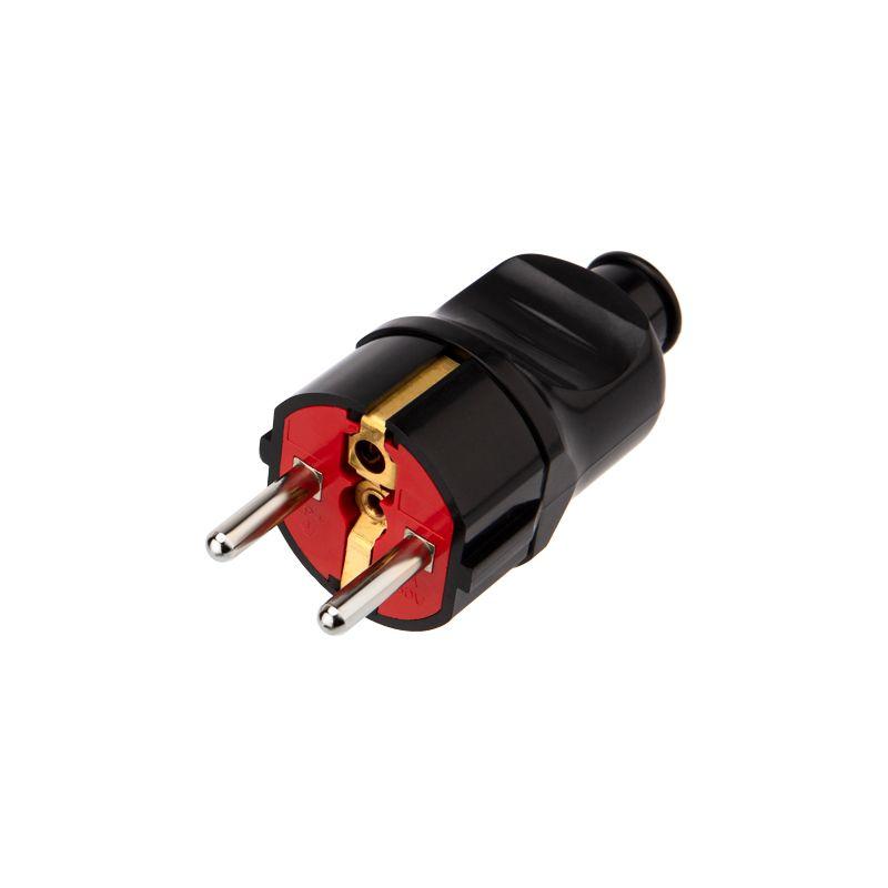 Вилка Евро прямая 16А с заземл. усиленная черн. Rexant 11-8949