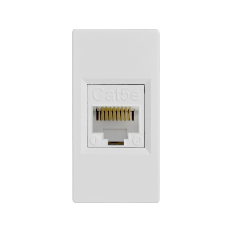 Розетка компьютерная 1-м W45 RJ45 кат.5E 45х22.5 R9003 бел. SchE RIN-145K5E-B