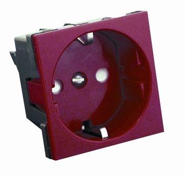Розетка 1-м СП 2мод. W45 16А IP20 250В с заземл. защ. шторки для кабель-канала красн. SE RN16-113-K