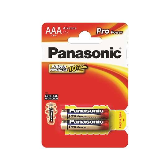 Элемент питания алкалиновый AAA/LR03 Pro Power 2BP (блист.2шт) Panasonic 17529