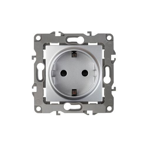 Розетка 1-м СП Эра12 12-2001-03 16А IP20 16AX 250В 2P+E Schuko без монтаж. лапок механизм алюм. Эра Б0014683