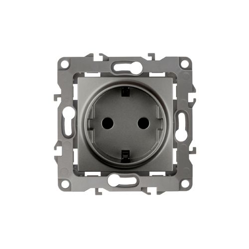 Розетка 1-м СП Эра12 12-2001-12 16А IP20 16AX 250В 2P+E Schuko без монтаж. лапок механизм графит Эра Б0019307