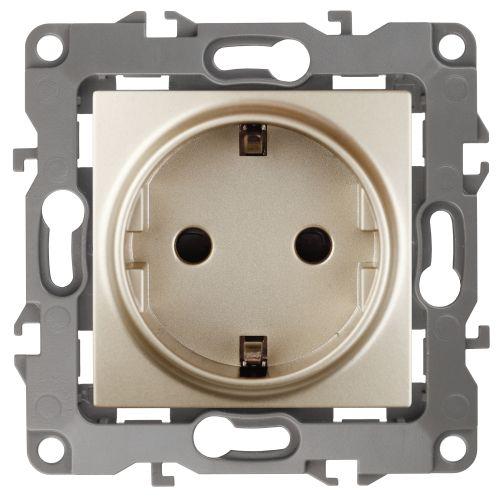 Розетка 1-м СП Эра12 12-2101-04 16А IP20 16AX 250В 2P+E Schuko механизм шампань Эра Б0014678