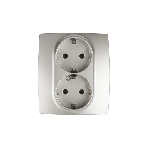 Розетка 2-м СП Эра12 12-2104-15 16А IP20 16AX 250В 2х2P+E Schuko защ. шторки перламутр. Эра Б0019334