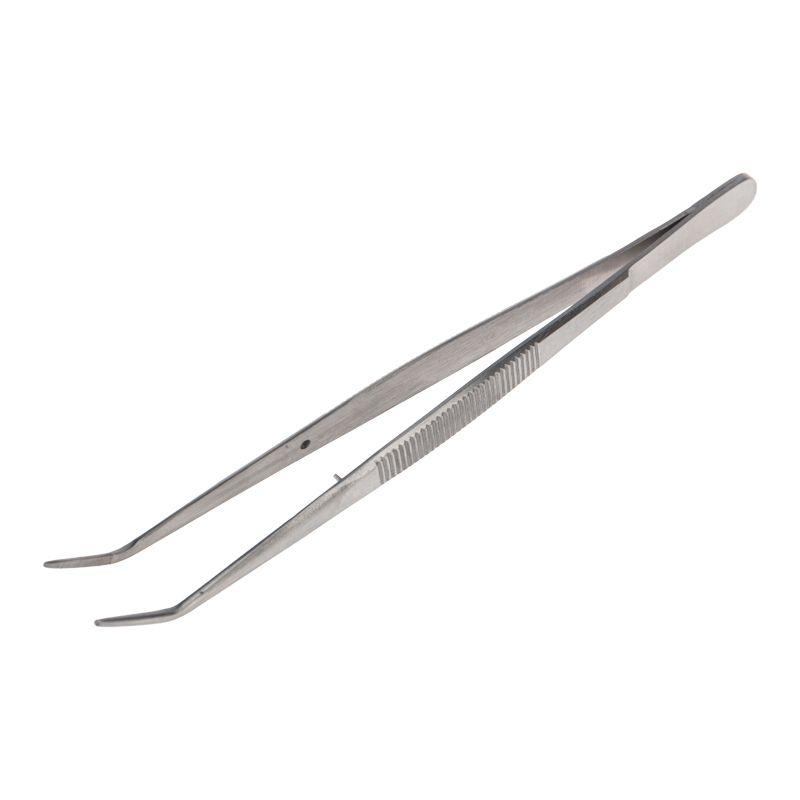 Пинцет изогнутый узкий фиксатор рифленый 155мм ПРОФИ SDS 12-0355