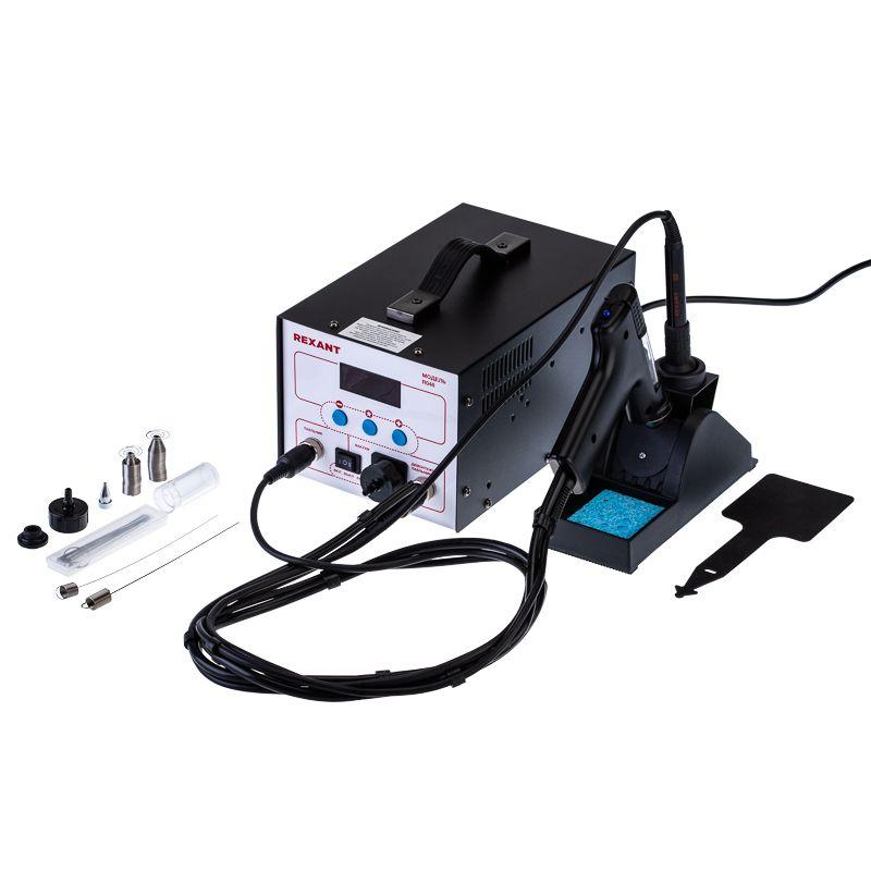 Станция паяльная (паяльник + демонт. паяльник) модель R048 цифровая 200-480град.C LED дисплей Rexant 12-0735