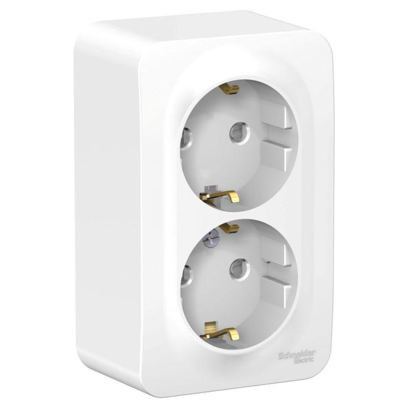 Розетка 2-м ОП Blanca 16А IP20 250В с заземл. защ. шторки бел. SE BLNRA011201