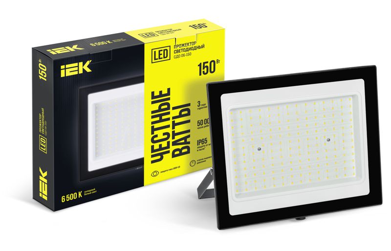 Прожектор светодиодный СДО 06-150 6500К IP65 черн. IEK LPDO601-150-65-K02