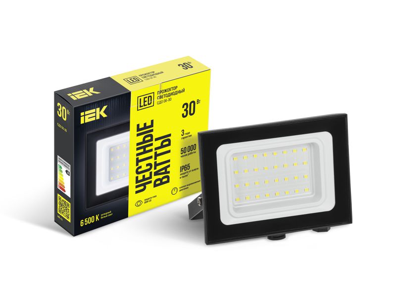 Прожектор светодиодный СДО 06-30 6500К IP65 черн. IEK LPDO601-30-65-K02