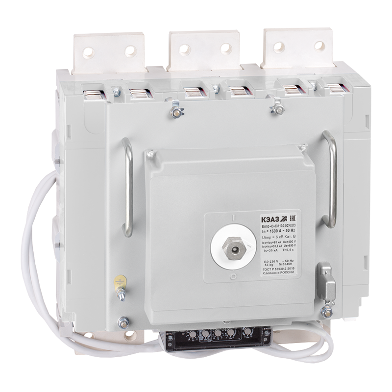 Выключатель автоматический 3п 1600А 135кА ВА53-43-331830 УХЛ3 690В AC НР=230В AC/220В DC ПЭ230AC КЭАЗ 122547