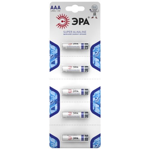 Элемент питания алкалиновый AAA/LR03 LR03-5BL Strip (блист.5шт) Эра Б0014474