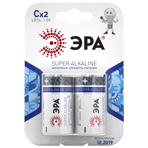 Элемент питания алкалиновый C/LR14-2BL (блист.2шт) Эра C0038444