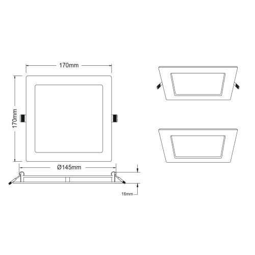 Светильник светодиодный 2-12-6K 12Вт 220В 6500К квадратный Эра Б0019838