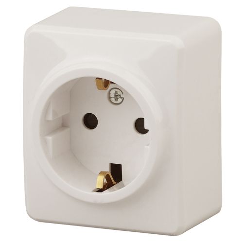 Розетка 1-м ОП Эра Эксперт 11-2204-02 16А IP20 16AX 250В 2P+E Schuko защ. шторки сл. кость Эра Б0020689