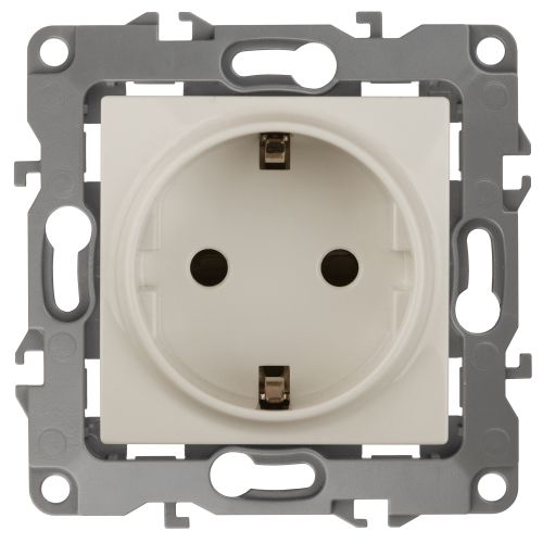 Розетка 1-м СП Эра12 12-2111-02 16А IP20 16AX 250В 2P+E Schuko винт сл. кость Эра Б0029237