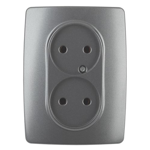 Розетка 2-м СП Эра12 12-2107-12 16А IP20 16AX 250В 2х2P графит Эра Б0031244