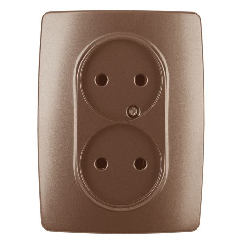 Розетка 2-м СП Эра12 12-2107-14 16А IP20 16AX 250В 2х2P медь Эра Б0031246