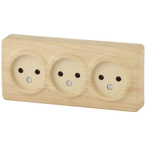 Розетка 3-м ОП Эра Эксперт 11-2207-11 16А IP20 250В 3х2P сосна Эра Б0020699