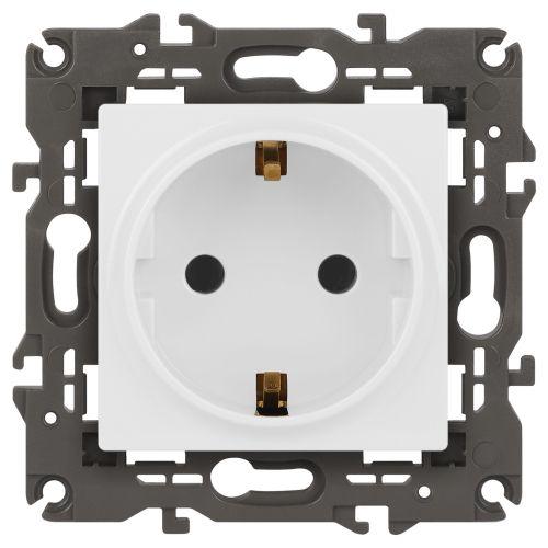 Розетка 1-м СП Эра Elegance 14-2101-01 16А IP20 16AX 250В 2P+E Schuko бел. Эра Б0034264