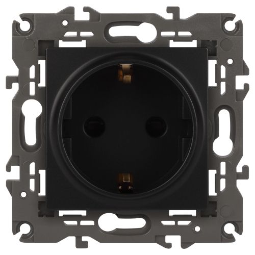 Розетка 1-м СП Эра Elegance 14-2101-05 16А IP20 16AX 250В 2P+E Schuko антрацит Эра Б0034269