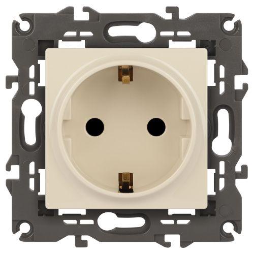 Розетка 1-м СП Эра Elegance 14-2102-02 16А IP20 16AX 250В 2P+E Schuko защ. шторки сл. кость Эра Б0034273