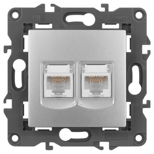 Розетка компьютерная 2-м Elegance 14-3108-03 RJ45 IP20 механизм алюм. Эра Б0034310