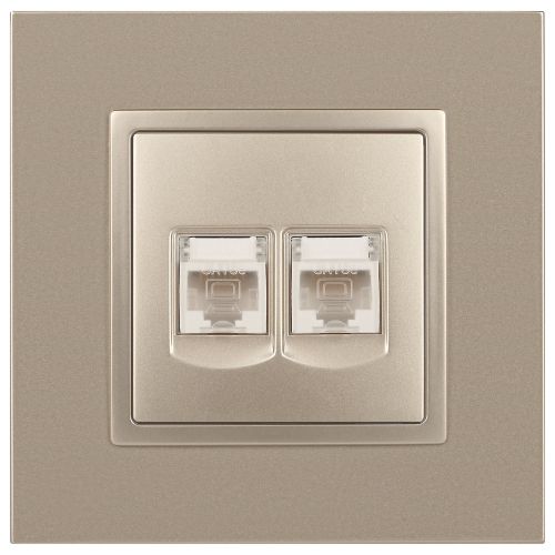 Розетка компьютерная 2-м Elegance 14-3108-04 RJ45 IP20 механизм шампань Эра Б0034311
