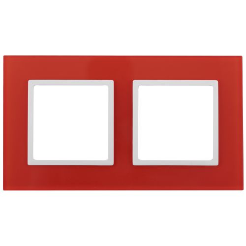 Рамка 2-м 14-5102-23 стекло Elegance красный+бел. ЭРА Б0034496