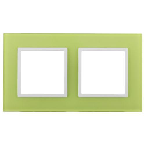 Рамка 2-м 14-5102-26 стекло Elegance лайм+бел. ЭРА Б0034498