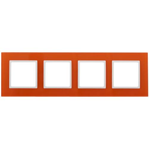 Рамка 4-м 14-5104-22 стекло Elegance оранжевый+бел. ЭРА Б0034531