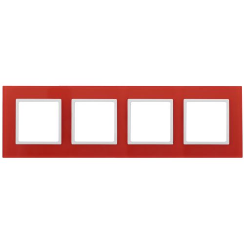 Рамка 4-м 14-5104-23 стекло Elegance красный+бел. ЭРА Б0034532