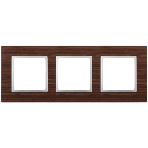 Рамка 3-м 14-5303-10 дерево Elegance венге+алюм ЭРА Б0034581