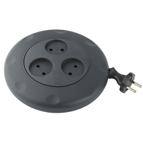 Удлинитель-рулетка 3х3м без заземл. 10А IP20 UR-3-3m-B ПВС 2х0.75 черн. Эра Б0019039