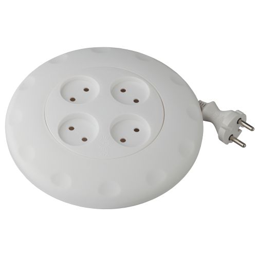 Удлинитель-рулетка 4х7м без заземл. 10А IP20 UR-4-7m-W ПВС 2х1 бел. Эра Б0019041