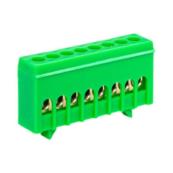 Шина нулевая PE 6х9 8 отверстий зел. изолированный корпус на DIN-рейку латунь розн. стикер PROxima EKF sn0-63-8-ig-r