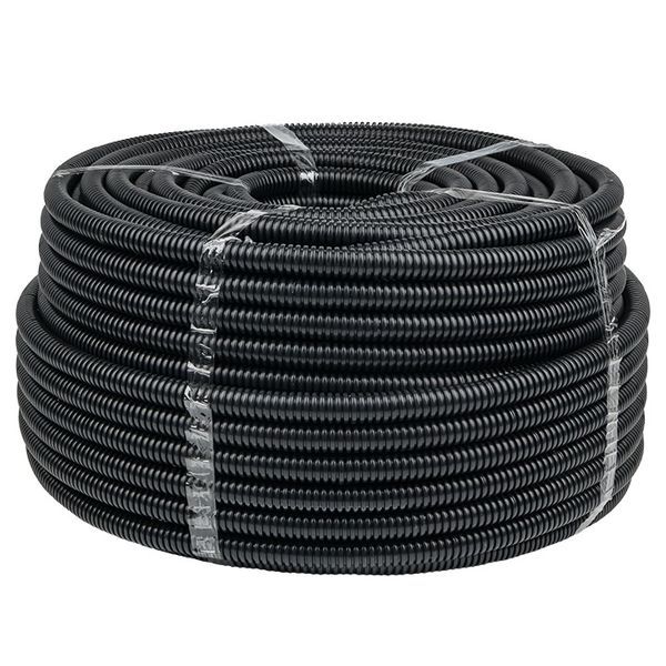 Труба гофрированная d63мм с протяжкой безгалоген. трудногорючая (FRHF) черн. (уп.15м) Plast EKF FRHF-63