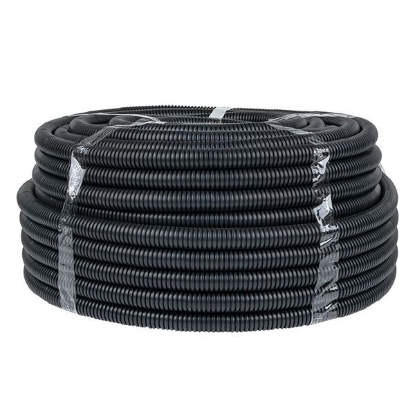 Труба гофрированная d25мм с протяжкой безгалоген. трудногорючая (FRHF) черн. (уп.75м) Plast EKF FRHF-25