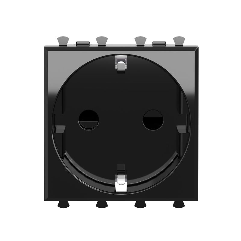 Розетка 1-м 2мод. Avanti "Черный квадрат" 16А IP20 2P+E защ. шторки черн. DKC 4402002