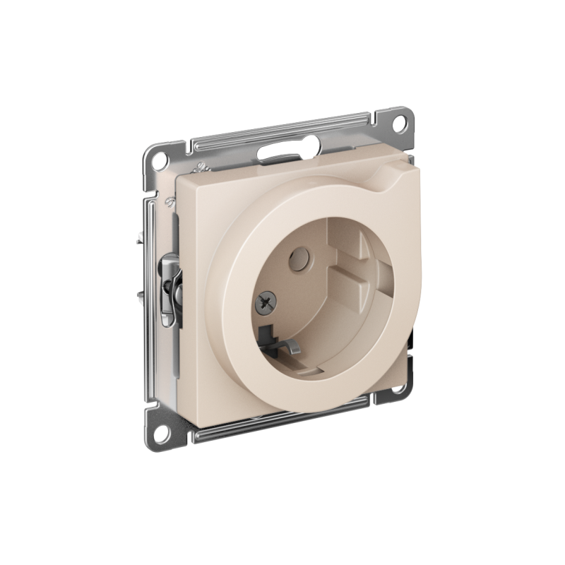 Розетка 1-м СП AtlasDesign 16А IP20 с заземл. защ. шторки с выталк. вилки механизм беж. SE ATN000247
